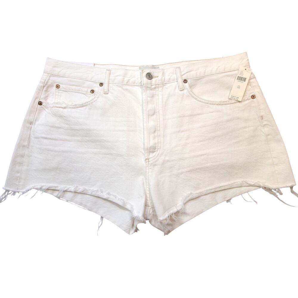 AGOLDE Parker Vintage Cut Off Shorts Repose White Denim Size 34 NWT